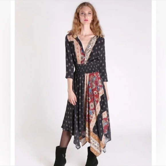 Desigual Gelia Bohemian Patchwork Handkerchief Midi Dress Size EU40/US 6 - NWT - Picture 3 of 16